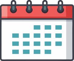 Minimalistic desk calendar with blue and red markings, symbolizing time management and daily scheduling vector
