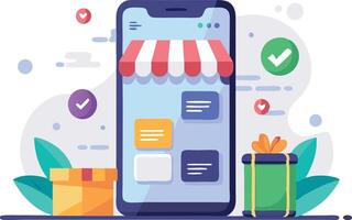 Mobile ecommerce app interface displaying shopping products and services, symbolizing online shopping convenience vector