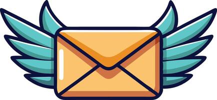 Envelope with wings symbolizing fast delivery or communication vector