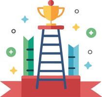 Illustration of a trophy on top of a ladder symbolizing success, achievement, and goalsetting vector