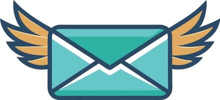 Flying envelope icon representing fast communication vector