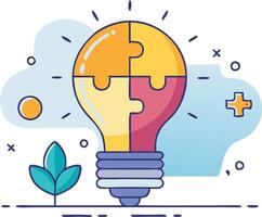 Lightbulb with puzzle pieces symbolizing creativity and problemsolving vector