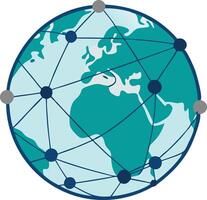 Global network illustration with connected lines on a globe vector