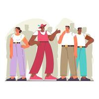 Uniqueness and individuality. Character standing out from the crowd, vector