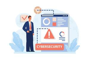 Cyber or web security set. Artificial intelligence provide data protection vector