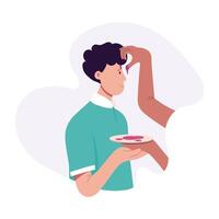 Character based flat illustration of diwali ritual vector