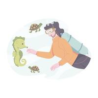Scuba diving icon in flat style vector