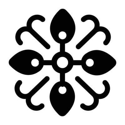 A glyph icon of blossom art