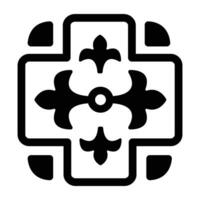 A solid style icon of floral tile vector
