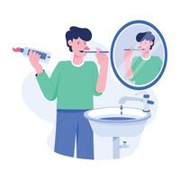 Character based flat style illustration of morning toothbrush vector