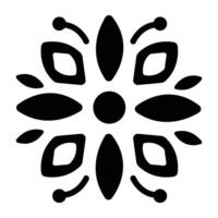 Mandala ornament icon in solid style vector