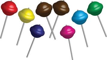 Lollipops in different colours collection isolated on transparent white background vector