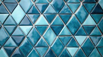 Background with different teal blue colored triangle photo