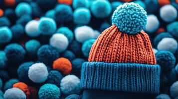 A beanie with a pom-pom background photo