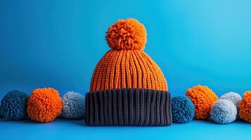 A beanie with a pom-pom background photo