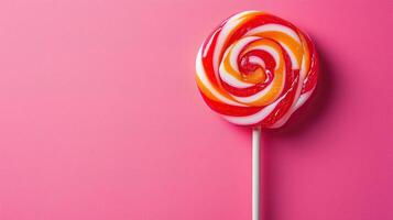 Lollipop on one stick on one pink boneckground photo