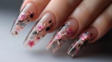 long manicure transparent photo