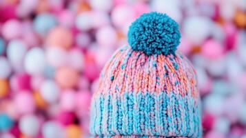 A beanie with a pom-pom background photo