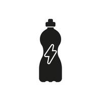 Energy Drink Bottle with Lightning Bolt Silhouette Icon. Refreshing Beverage Providing an Energy Boost. Isolated Illustration vector