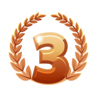 Bronze Number three with laurel wreath. 3 st png
