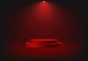 Dark red color studio room background. Red color background 3d with podium. Space for selling products on the website. illustration. vector