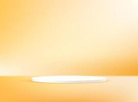Empty yellow studio room background. Yellow background 3d with white podium. Space for selling products on the website. illustration. vector