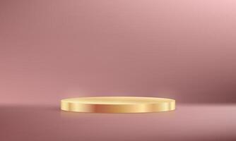 Pink background 3d with gold podium. 3D abstract studio room with pedestal podium. Space for selling products on the website. Product display background. illustration. vector