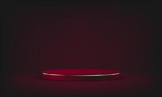 Dark red background 3d with red and gold podium. 3D abstract studio room with pedestal podium. Space for selling products on the website. illustration. vector