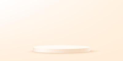 Empty beige studio room background. Cream background 3d with white podium. Space for selling products on the website. illustration. vector