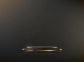 Black background 3d with gold podium. 3D abstract studio room with pedestal podium. Space for selling products on the website. Product display background. illustration. vector