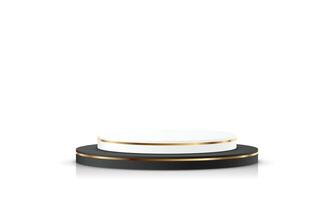 White background 3d with black, white and gold podium. 3D abstract studio room with pedestal podium. Space for selling products on the website. Abstract room concept. illustration. vector
