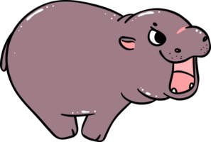 Baby Pygmy Hippo running Cartoon Playful and Grumpy Doodle Character png