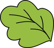 Retro green leaf Chunky shape simple doodle line png