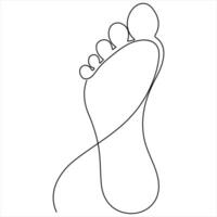 Continuous single one line art drawing of foot sole human organ concept vector