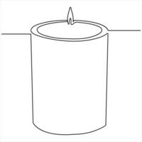 Continuous candle light one line art drawing isolated on white minimalist style vector