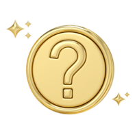 Golden question mark icon, Faq problem solution symbol, 3d rendering png