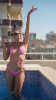 Experience the Sunny Summer Vibes while relaxing by the Poolside under the warm sun rays video