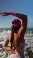 Experience the Joyful Beach Yoga Pose while enjoying the stunning Ocean View scenery video
