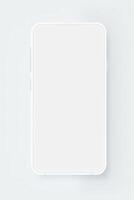 Modern white mobile phone with blank screen isolated on white background. 3d mockup vector