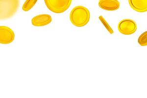 Golden coins falling down. 3d banner with copy space vector