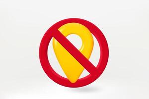 No gps concept with crossed map pin in the circle. 3d illustration vector