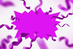 Violet flash frame with ribbons on white background. 3d illustration vector