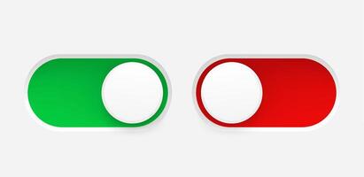 Interface toggle buttons set. On Off switch. 3d element idolated on white background vector
