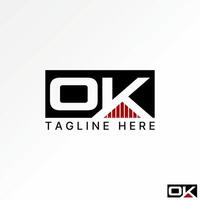 Logo design graphic concept abstract creative premium stock initial OK font block wood wall roof house. Related to monogram typography property vector