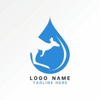 Logo design graphic concept abstract creative premium stock aqua water drop jump kangaroo australia symbol Related nature zoo wild animal mammal vector
