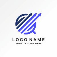 Logo design graphic concept creative premium stock initial line GQ or G font three arrows tranding increase. Related monogram typography brand vector