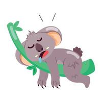 Cartoon style sticker of sleepy bear vector