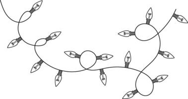 Christmas string lights on white background. Symbol editable stroke. vector