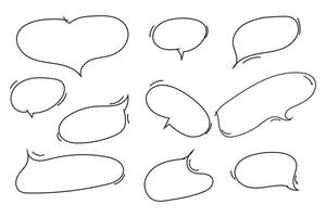 doodle style set of cute speech bubble text vector
