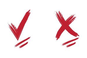 Right and wrong signs, yes or no checkmark icons , tick and red cross illustration button set vector